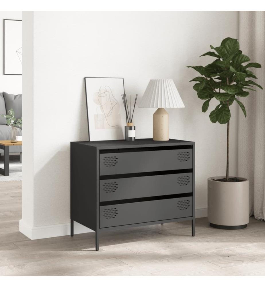 Sideboard Schwarz 68x39x58,5 cm Kaltgewalzter Stahl