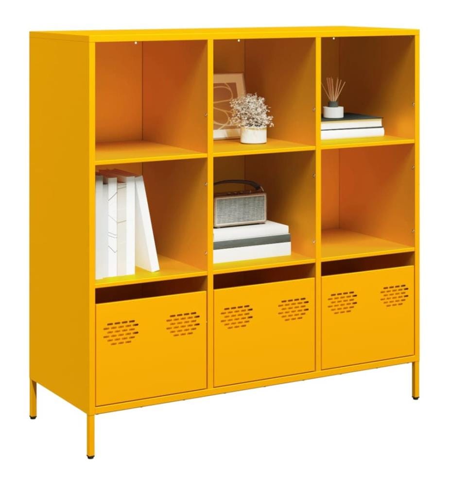 Highboard Senfgelb 101,5x39x103,5 cm Stahl