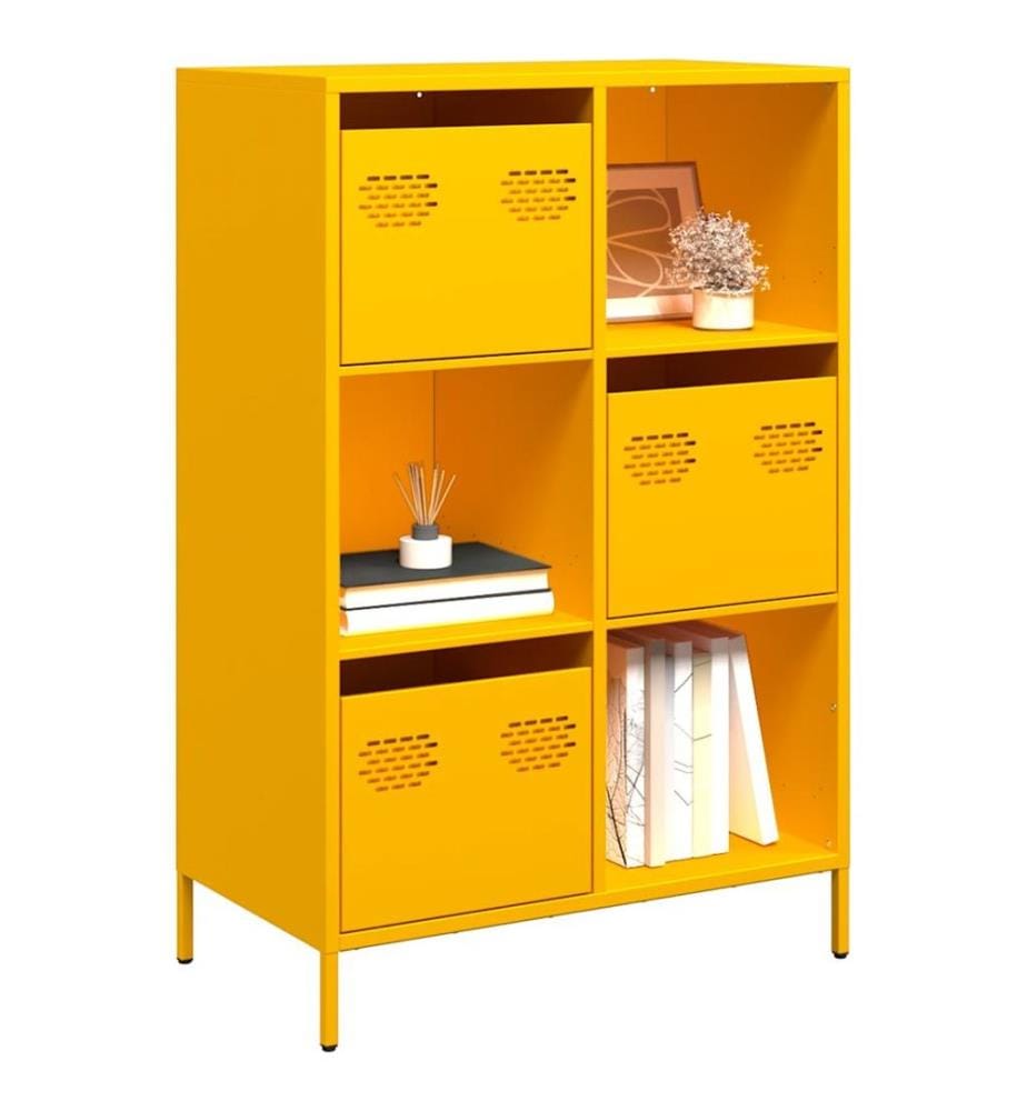 Highboard Senfgelb 68x39x103,5 cm Stahl