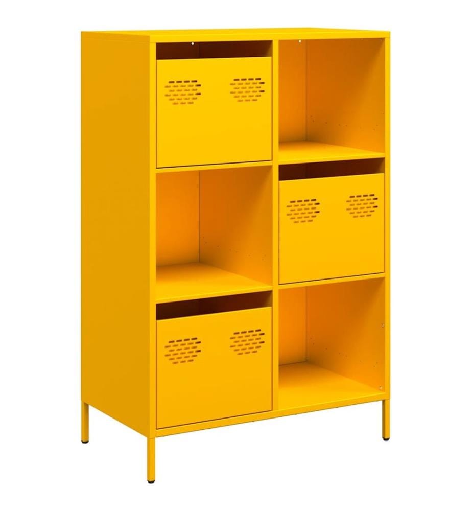Highboard Senfgelb 68x39x103,5 cm Stahl