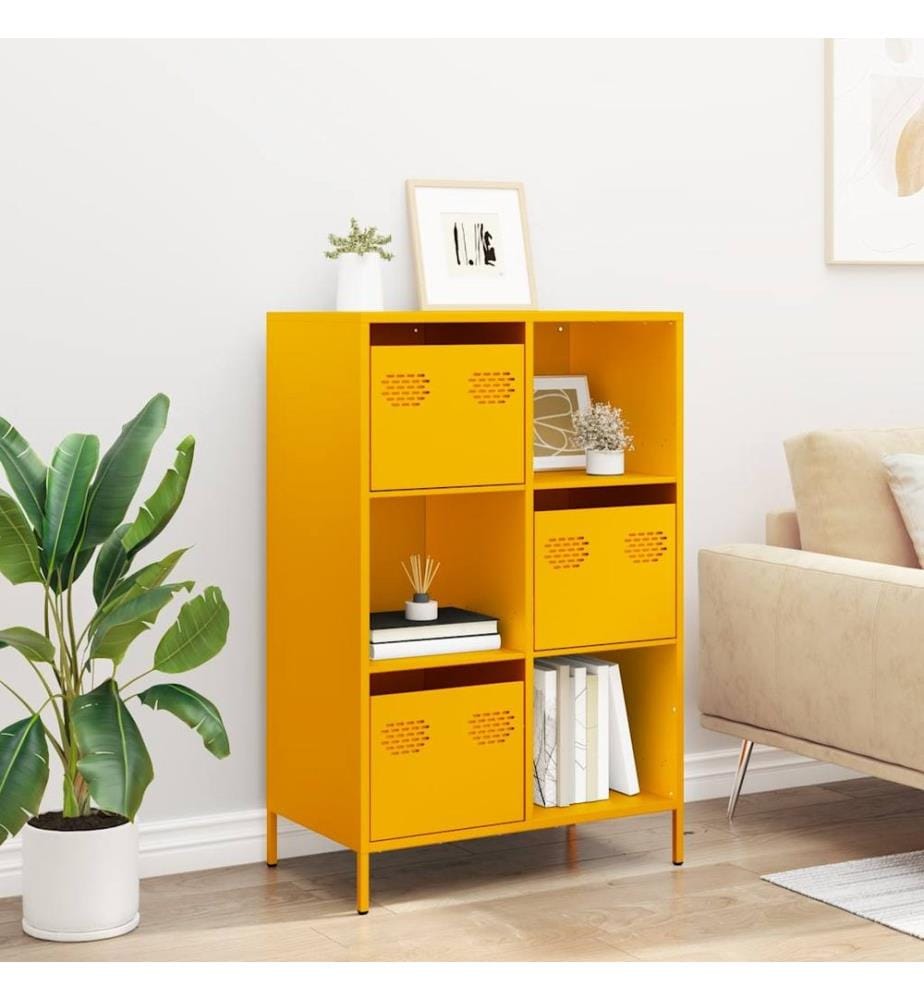 Highboard Senfgelb 68x39x103,5 cm Stahl
