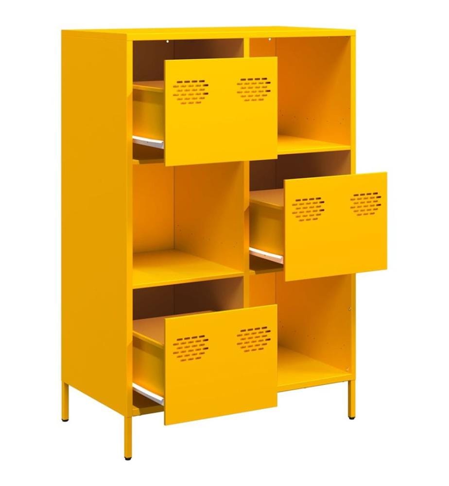 Highboard Senfgelb 68x39x103,5 cm Stahl
