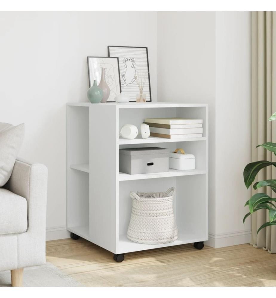 Table d'appoint avec roues blanc 55x60x78 cm bois d'ingénierie
