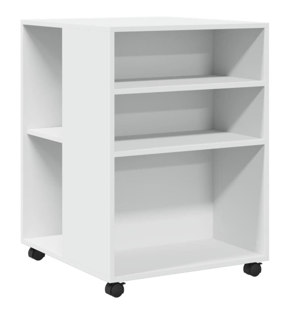 Table d'appoint avec roues blanc 55x60x78 cm bois d'ingénierie