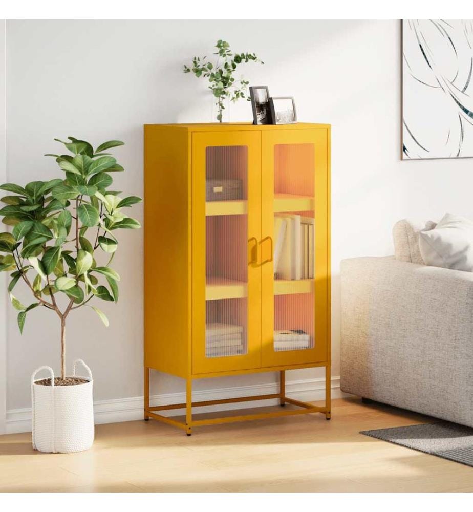 Highboard Senfgelb 68x39x123 cm Stahl