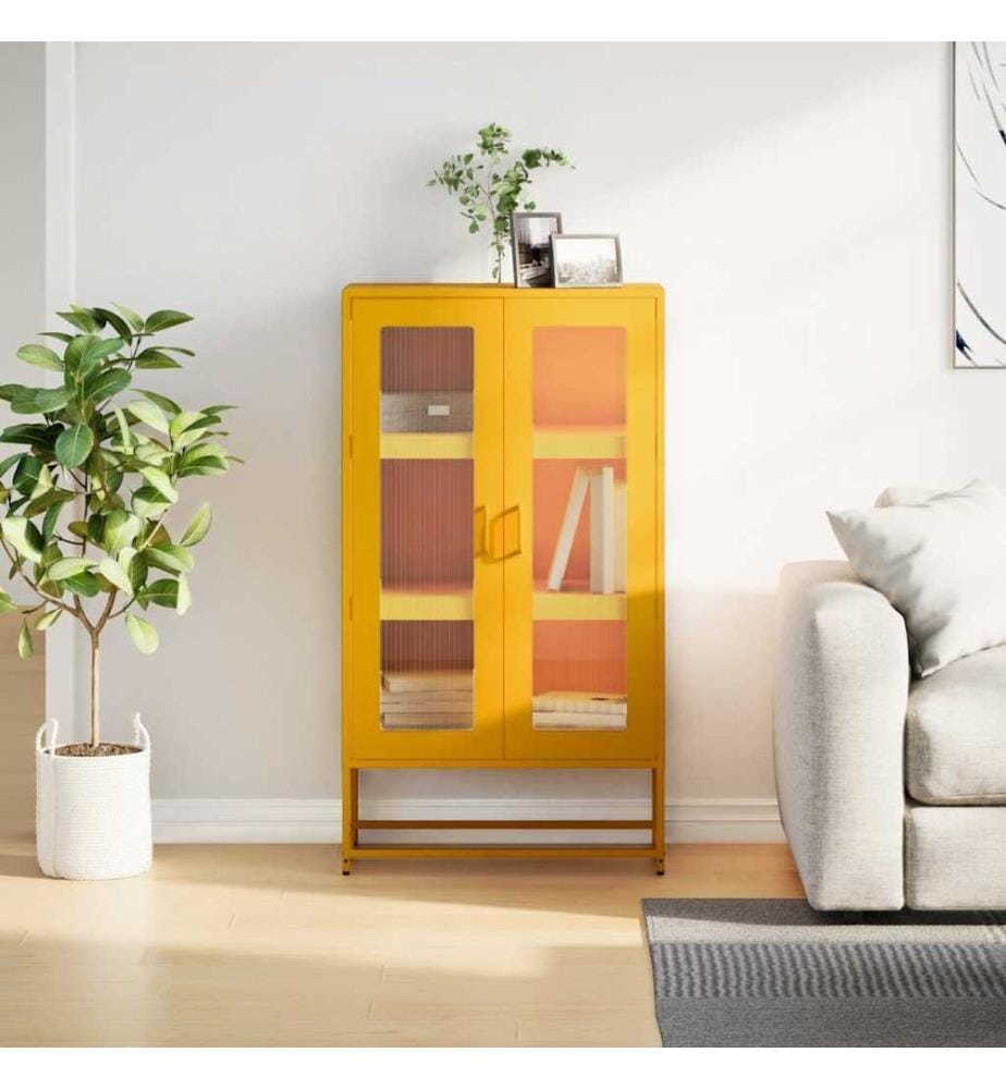 Highboard Senfgelb 68x39x123 cm Stahl