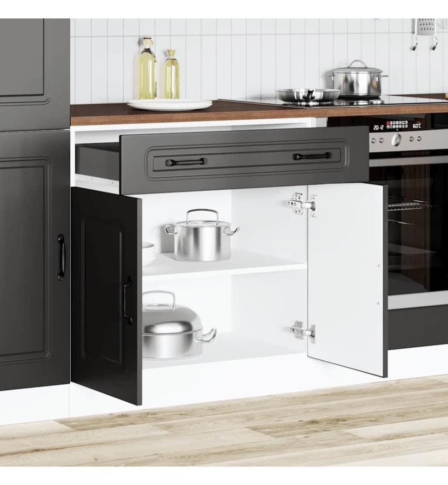 Küchenunterschrank Kalmar Schwarz Holzwerkstoff