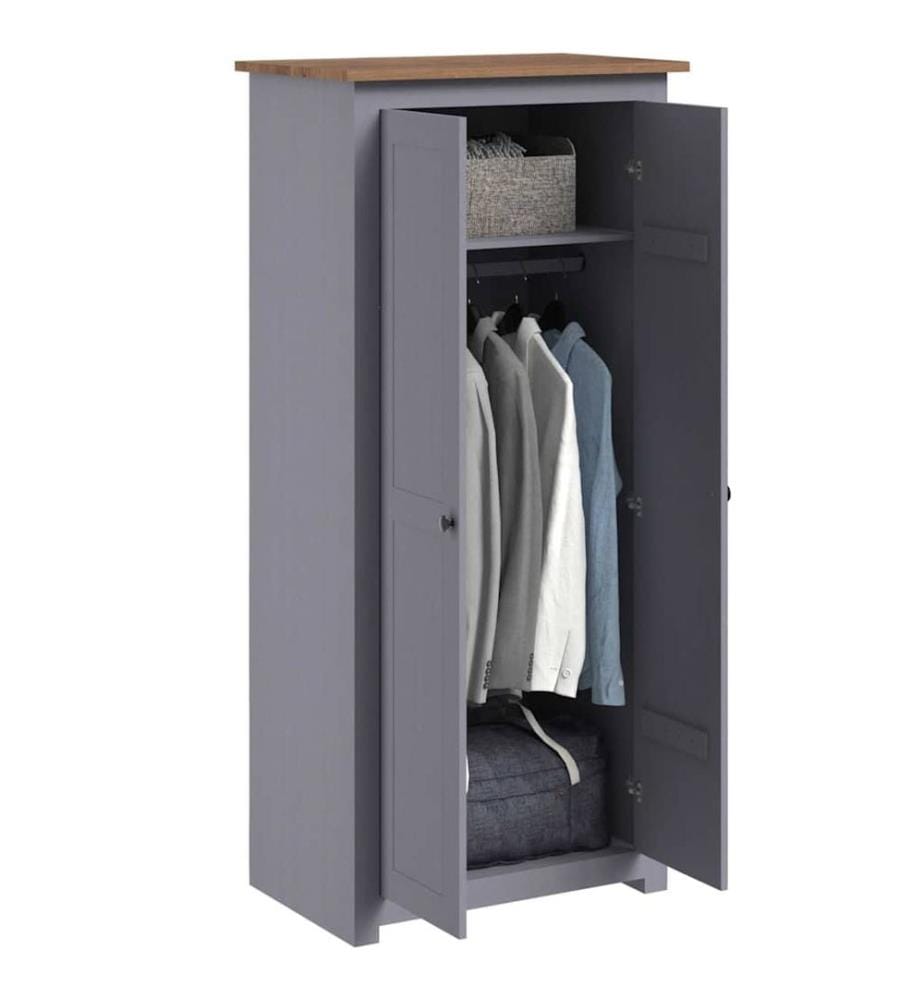 Kleiderschrank Grau 80x50x171,5 cm Kiefernholz Panama