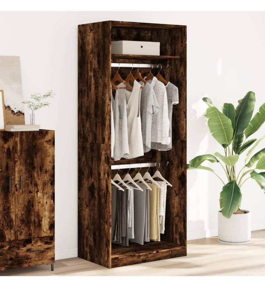 Kleiderschrank Räuchereiche 80x50x200 cm Holzwerkstoffs