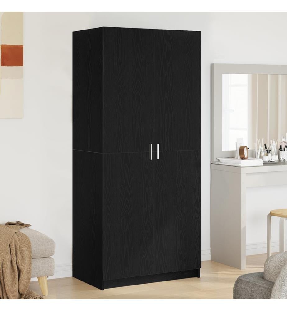 Kleiderschrank mit Tür Schwarz Eichen-Optik 80 x 50,5 x 180 cm