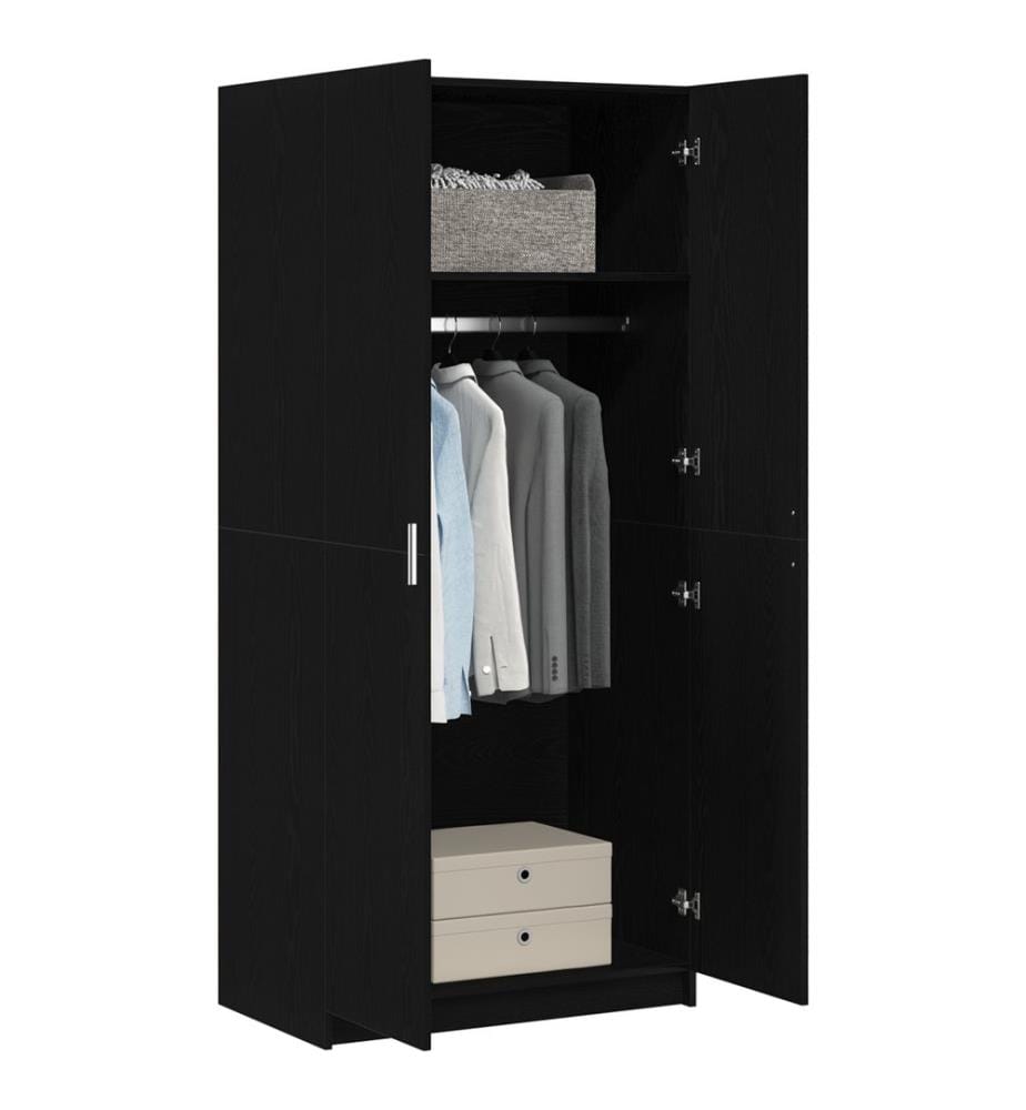 Kleiderschrank mit Tür Schwarz Eichen-Optik 80 x 50,5 x 180 cm