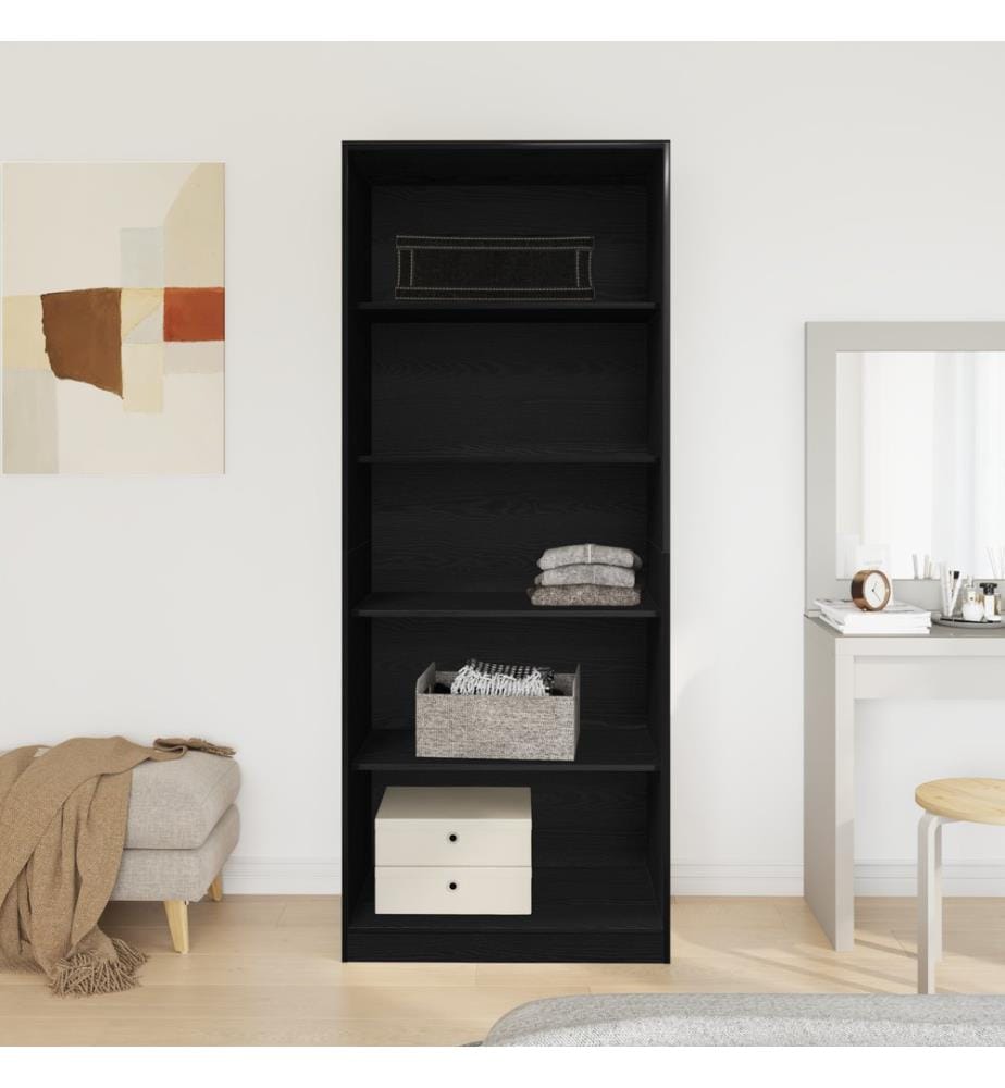Kleiderschrank mit Regal Schwarz Eichen-Optik 80 x 50 x 200 cm
