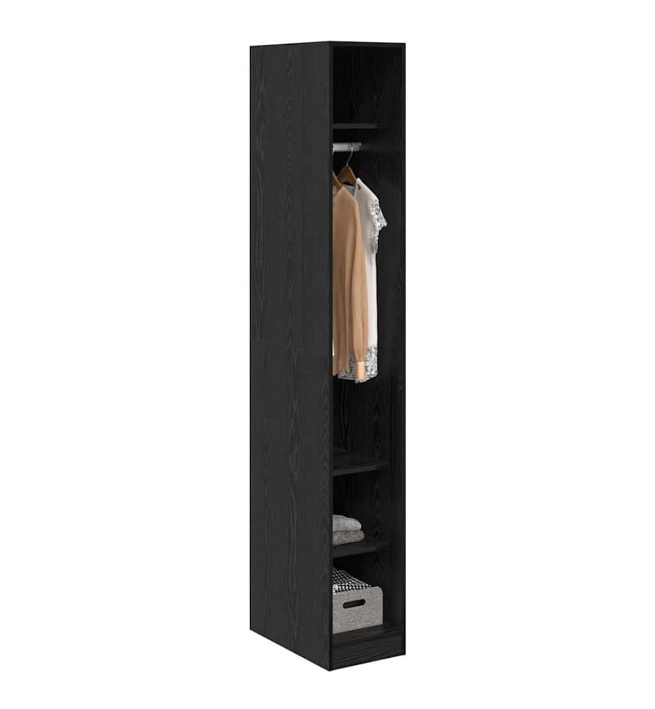 Kleiderschrank mit Regal Schwarz Eichen-Optik 50 x 30 x 200 cm