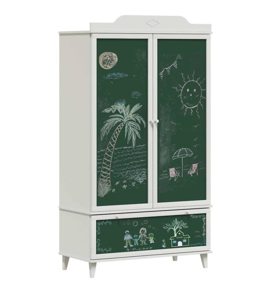 Armoire Tableau Noir avec tiroir ROROS Blanc 90 x 45 x 165 cm
