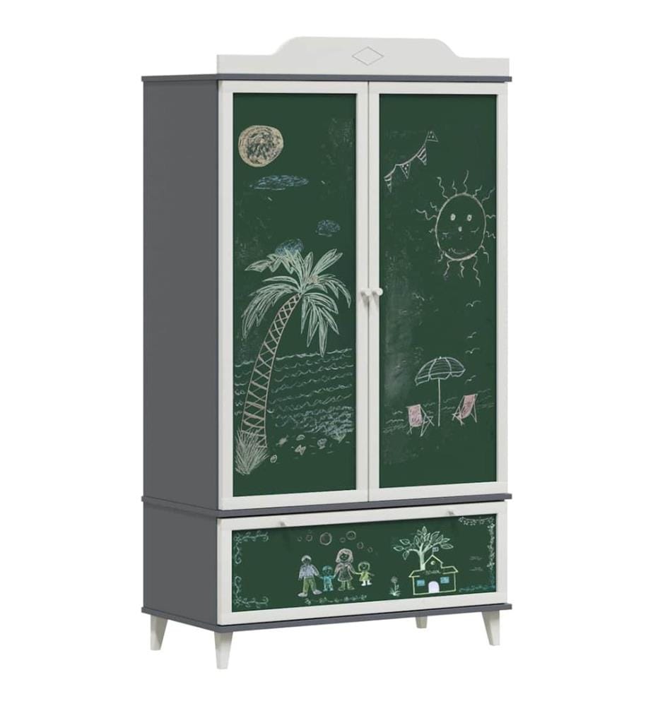 Armoire Tableau Noir ROROS Gris et blanc 90 x 45 x 165 cm