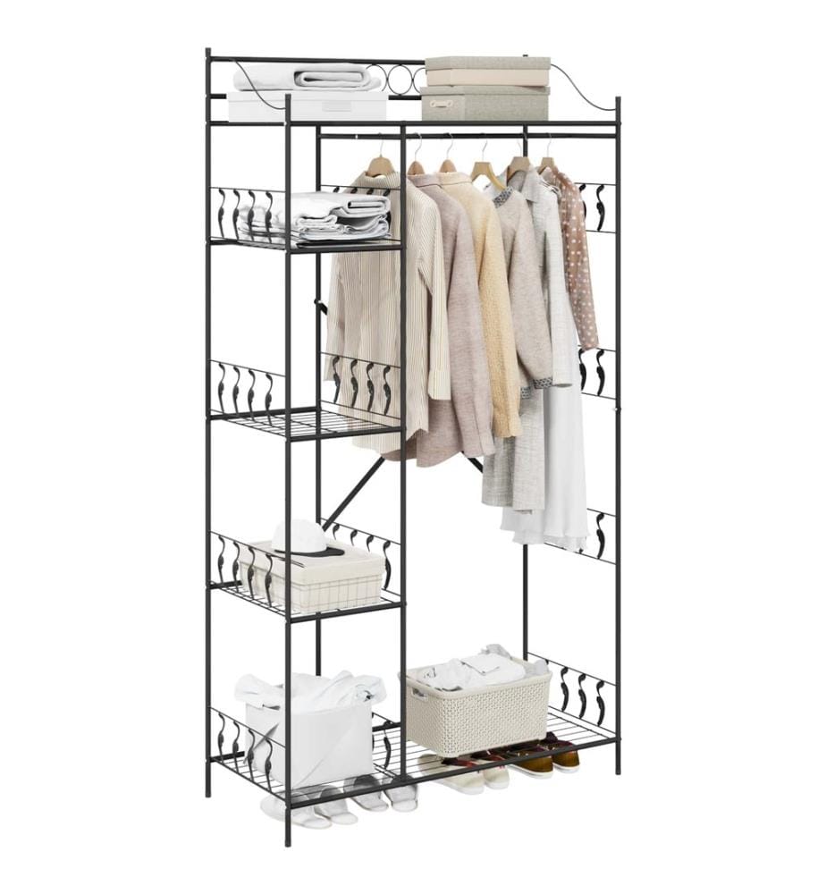 Offener Kleiderschrank Schwarz 101 x 43 x 188 cm Stahl