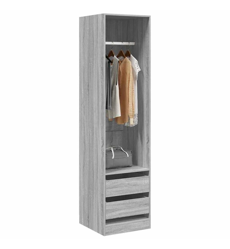 Kleiderschrank mit Schubladen Grau Sonoma 50x50x200 cm
