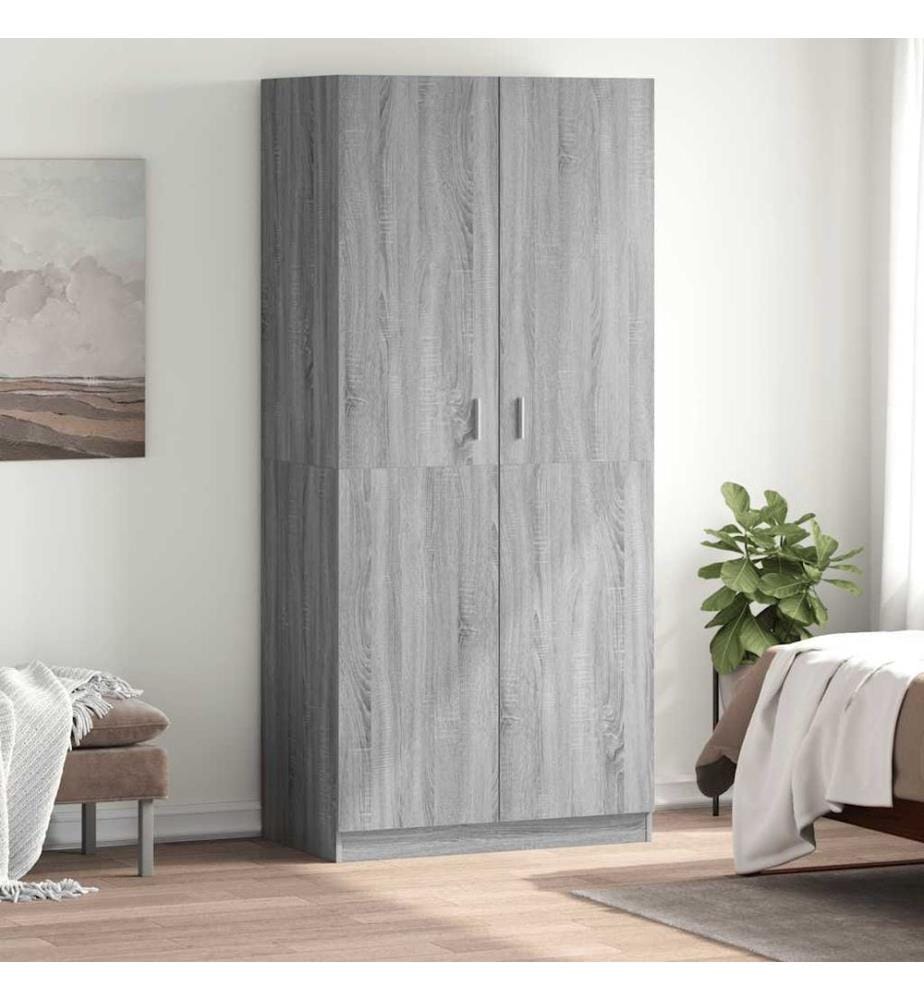Kleiderschrank Grau Sonoma 90x52x200 cm Holzwerkstoff