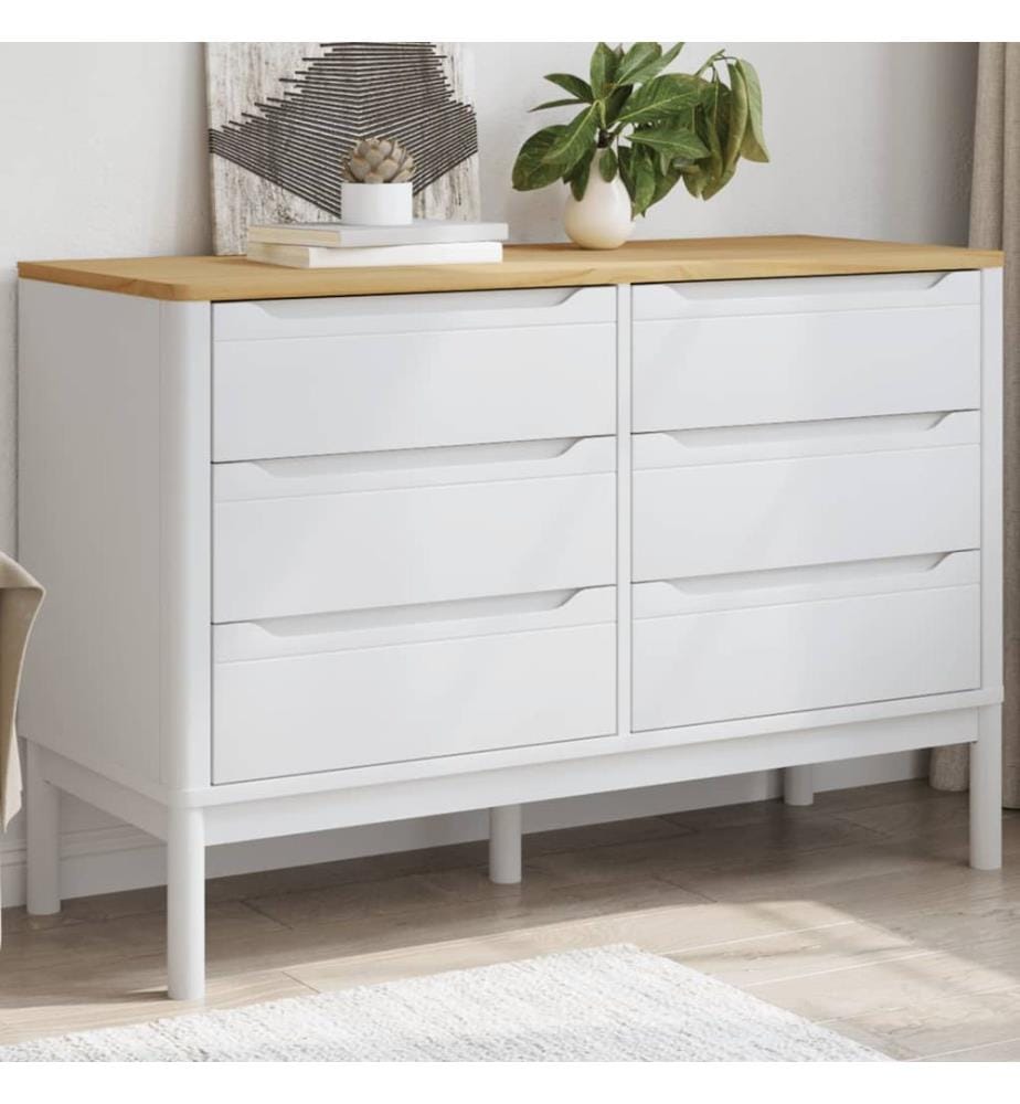 Kommode FLORO Weiss Massivholz Kiefer
