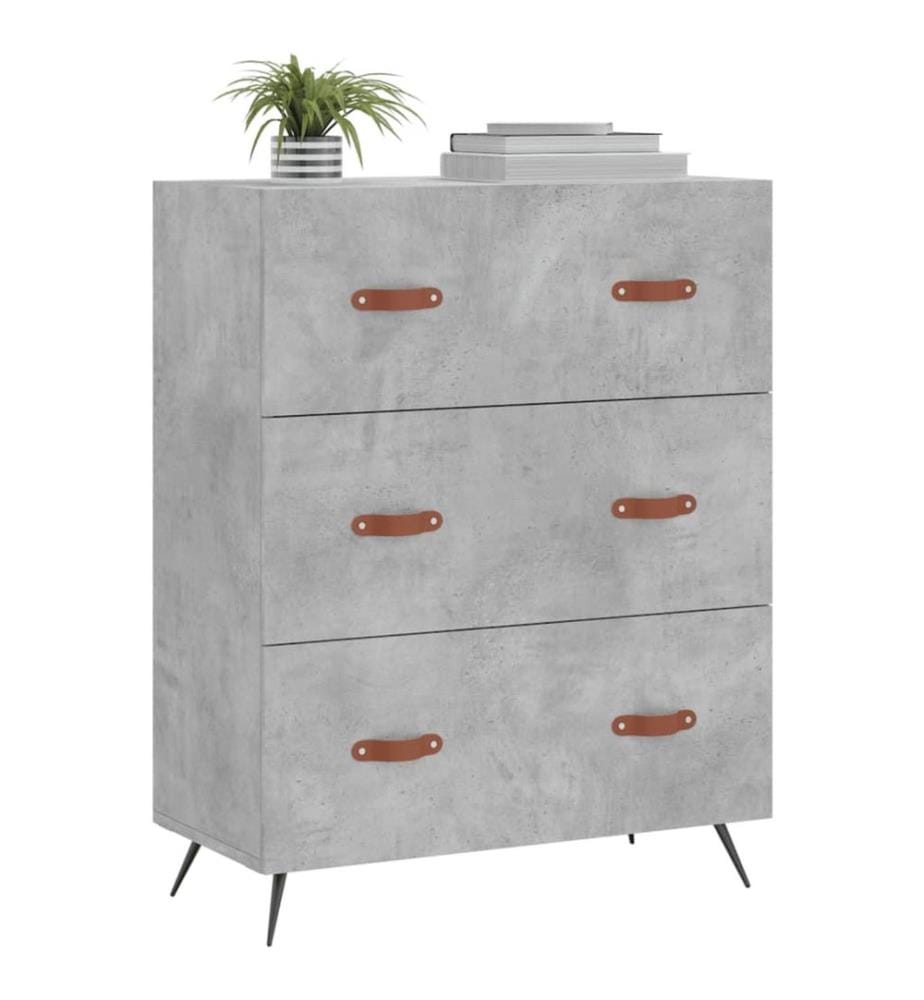 Commode gris béton 69,5 x 34 x 90 cm bois d'ingénierie