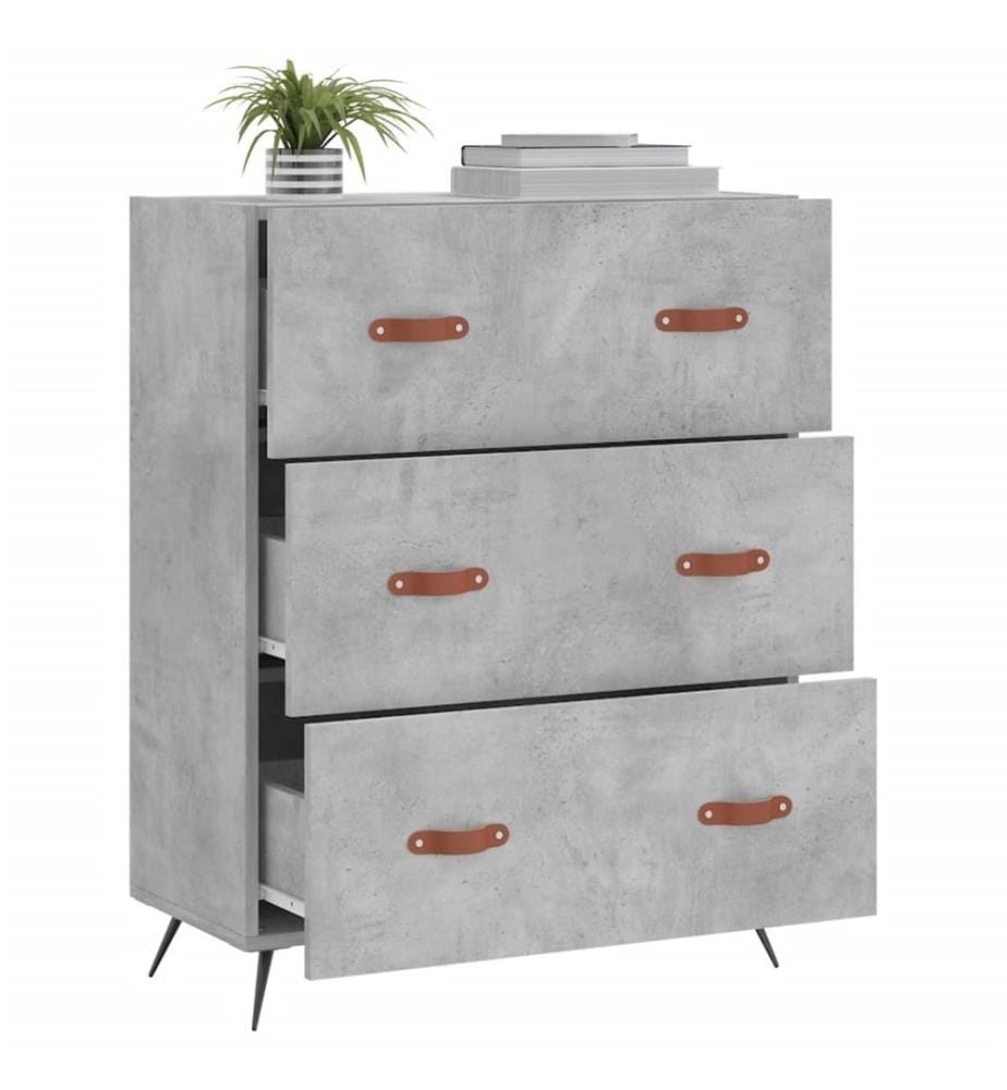 Commode gris béton 69,5 x 34 x 90 cm bois d'ingénierie