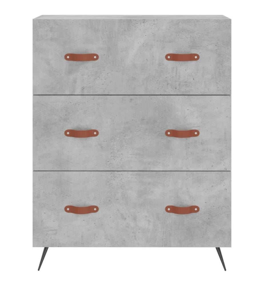 Commode gris béton 69,5 x 34 x 90 cm bois d'ingénierie