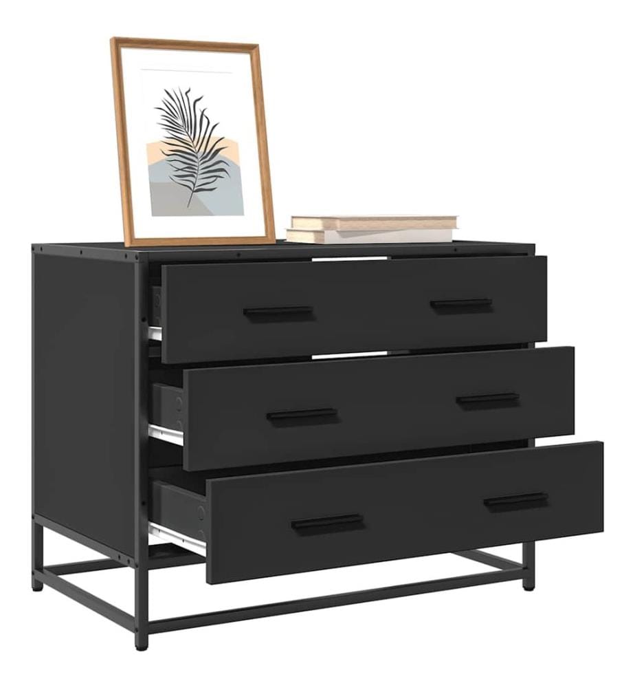 Armoire à tiroirs noir 70x41x56 cm bois d'ingénierie