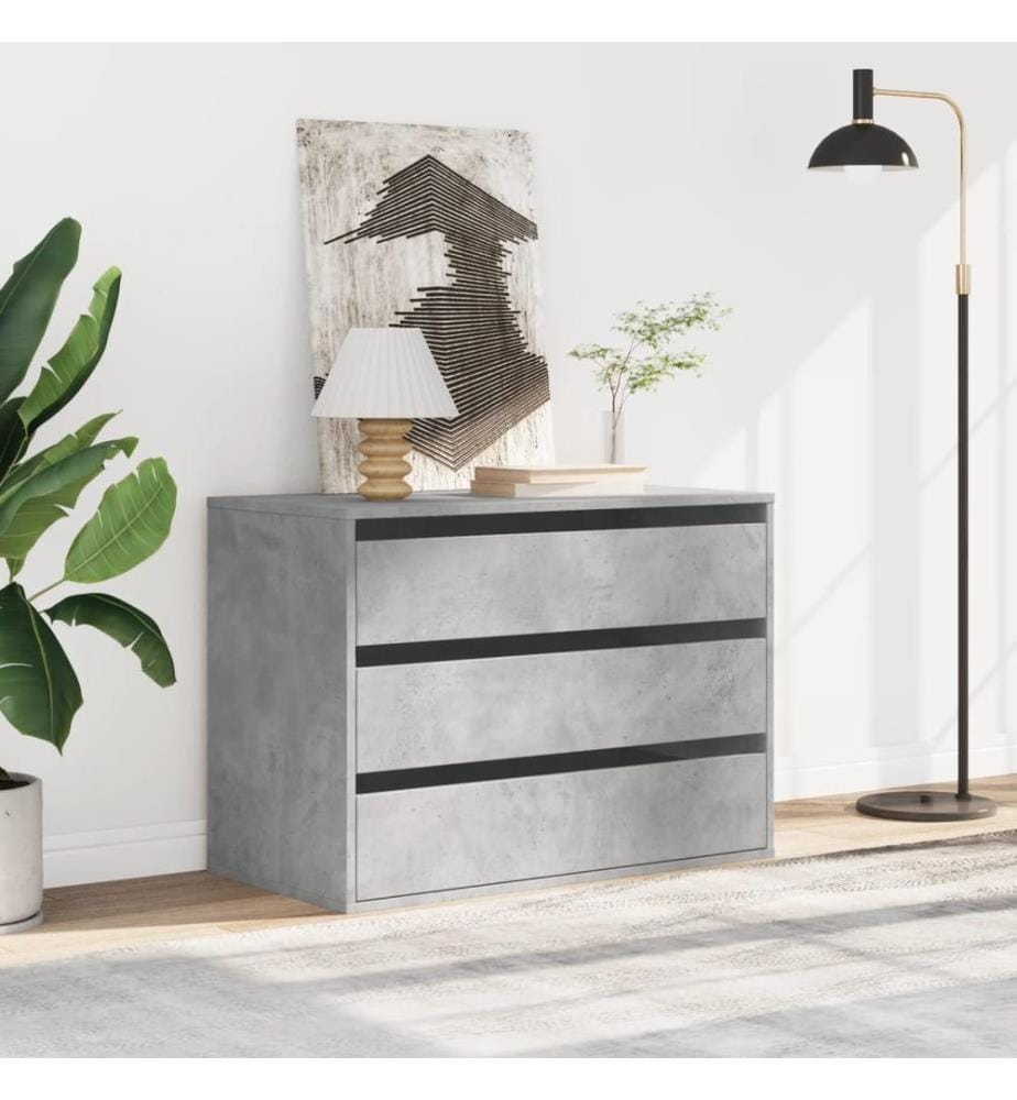 Commode d'angle gris béton 80x41x58 cm bois d'ingénierie