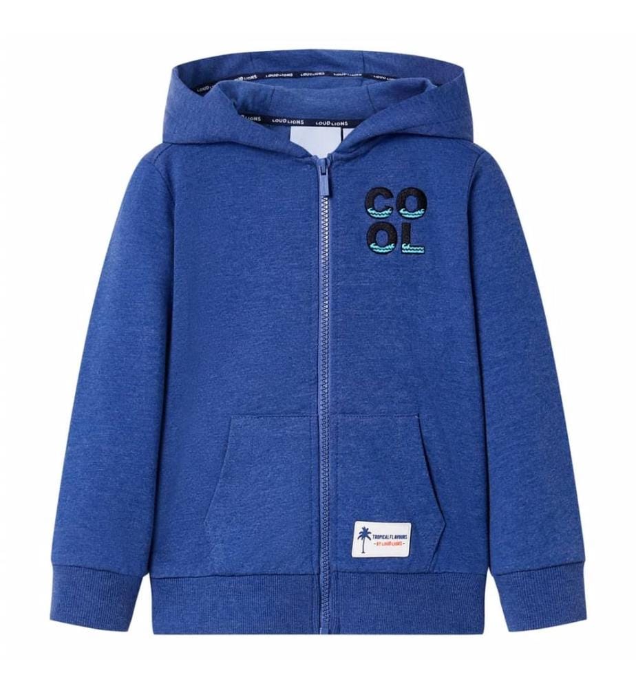 Kinder-Kapuzenpullover mit Reissverschluss Dunkelblau Melange 92