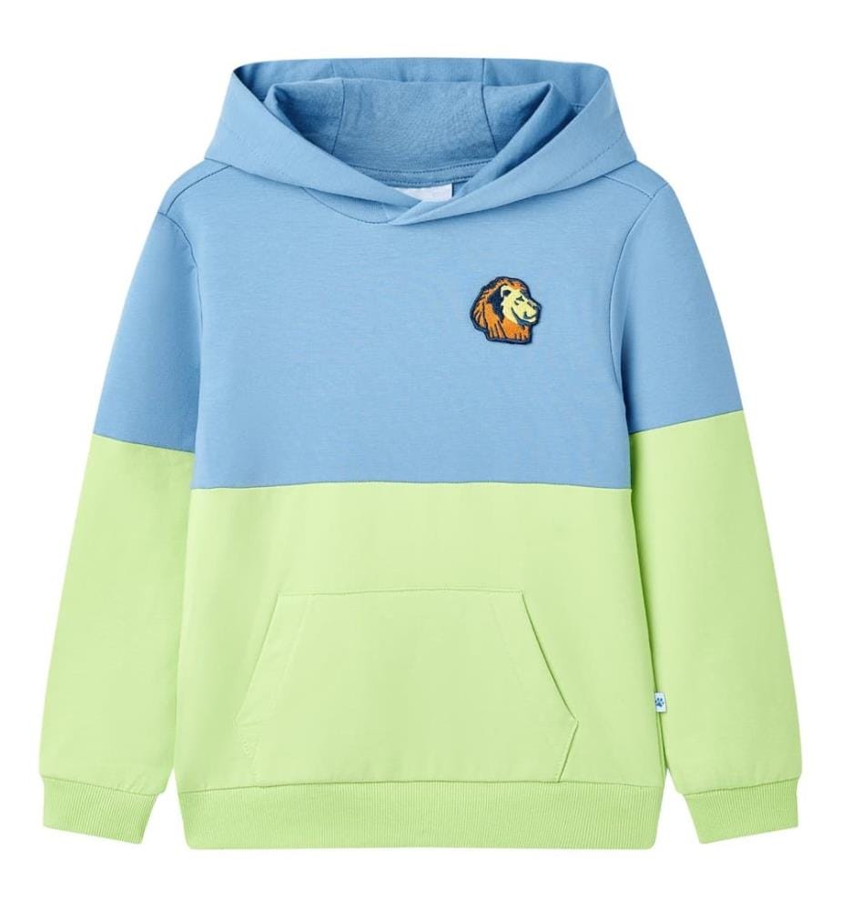 Kinder-Kapuzenpullover Blau und Zartgelb 104