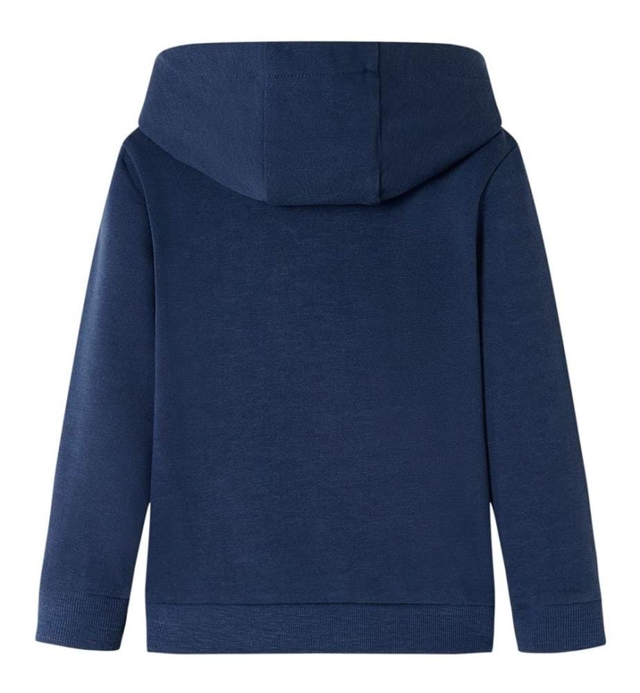 Kinder-Kapuzenpullover Marineblau Melange und Orange 140