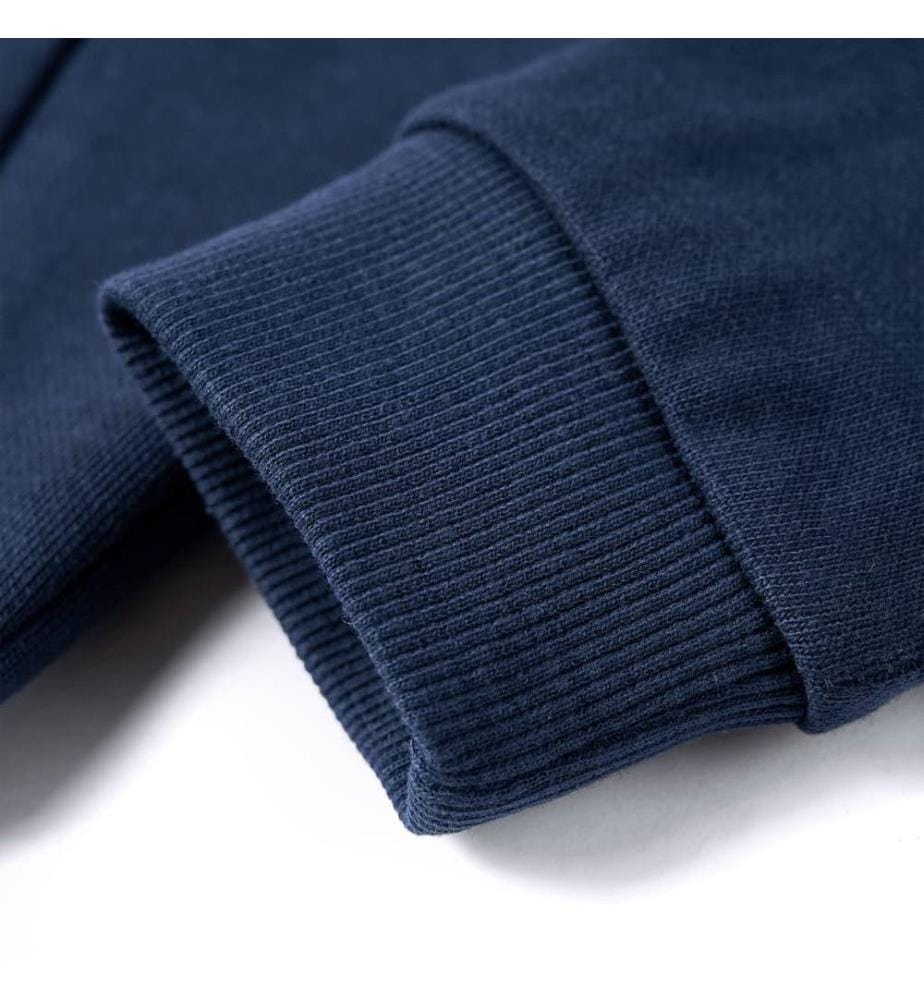 Kinder-Kapuzenpullover Marineblau Melange und Orange 140