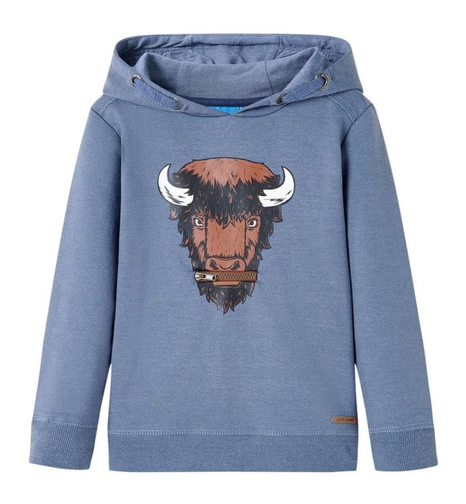Kinder-Kapuzenpullover Blau Melange 140