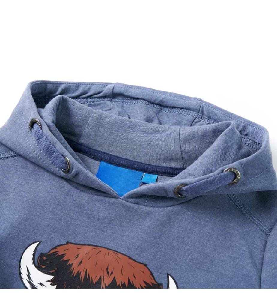 Kinder-Kapuzenpullover Blau Melange 140