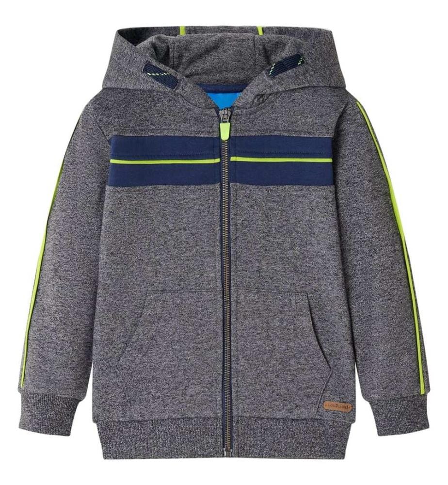 Kinder-Kapuzenpullover mit Reissverschluss Grau Melange 104