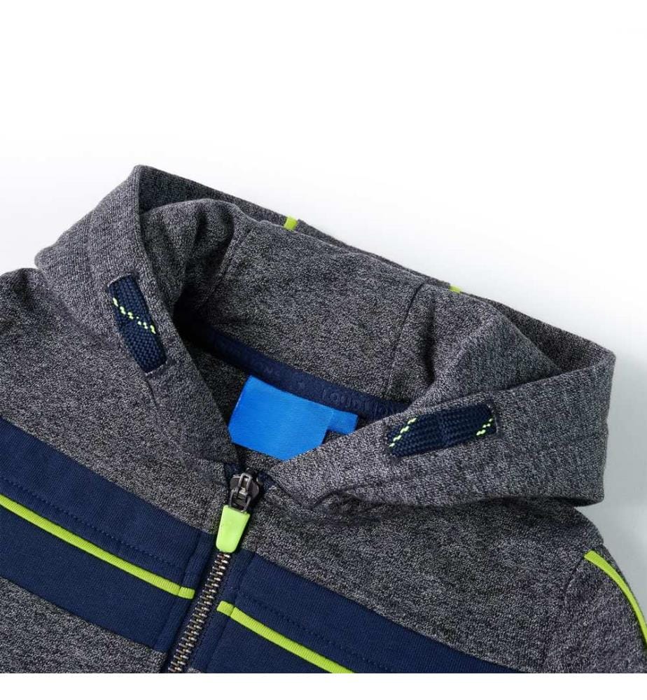Kinder-Kapuzenpullover mit Reissverschluss Grau Melange 104