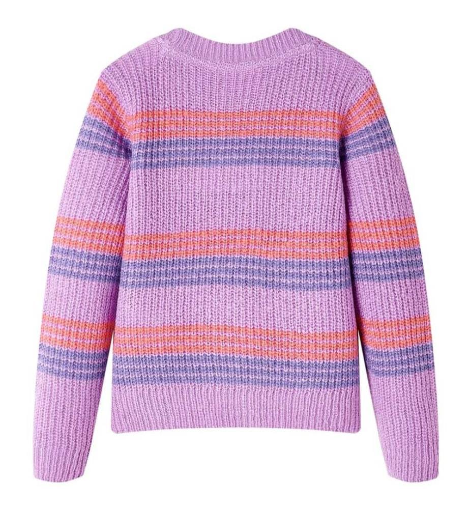 Kinderpullover mit Streifen Gestrickt Lila und Rosa 140