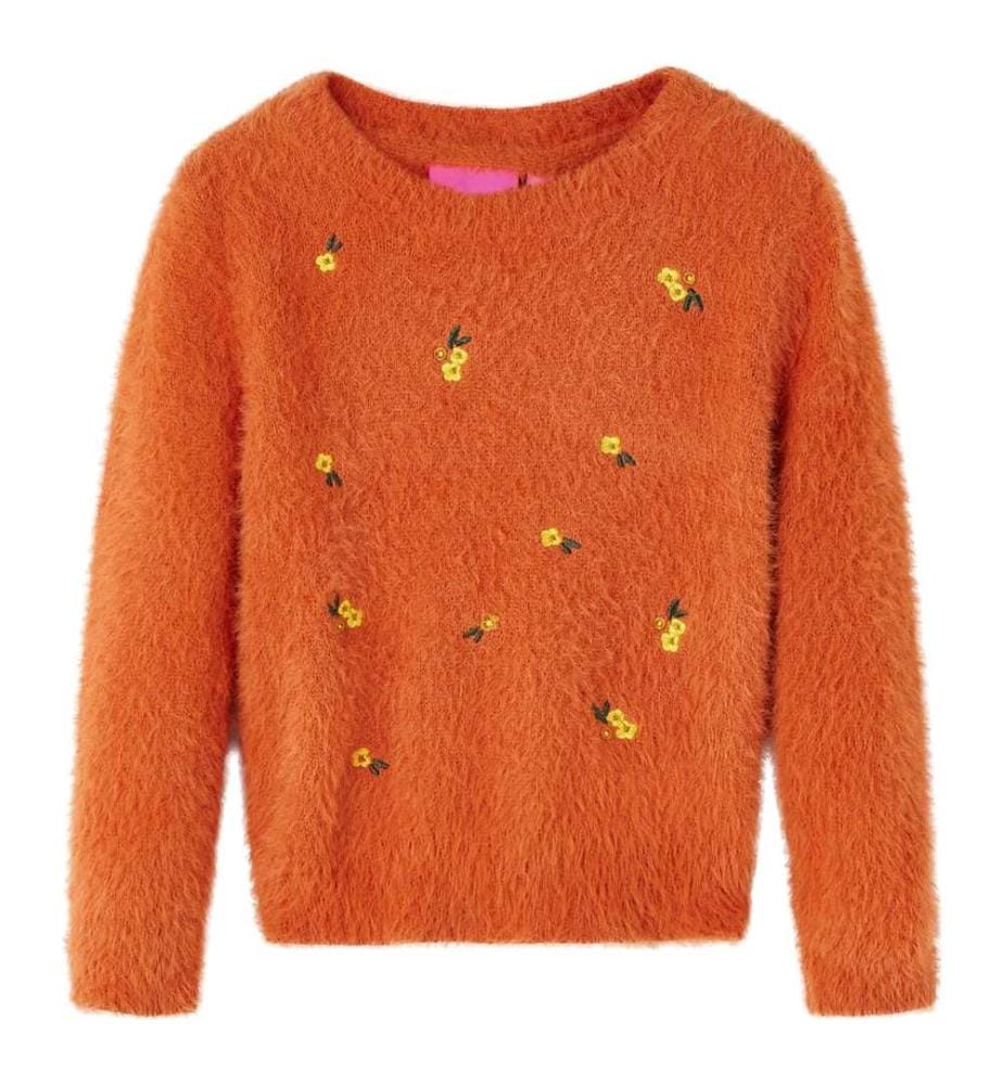 Kinderpullover Gestrickt Dunkelorange 128