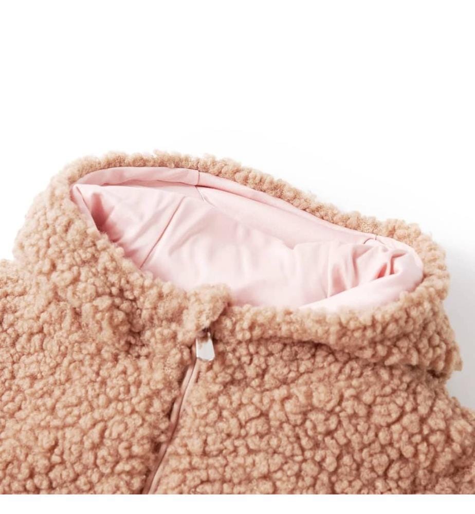 Kinder-Kapuzenjacke Teddy-Kunstpelz Heller Cognac 92
