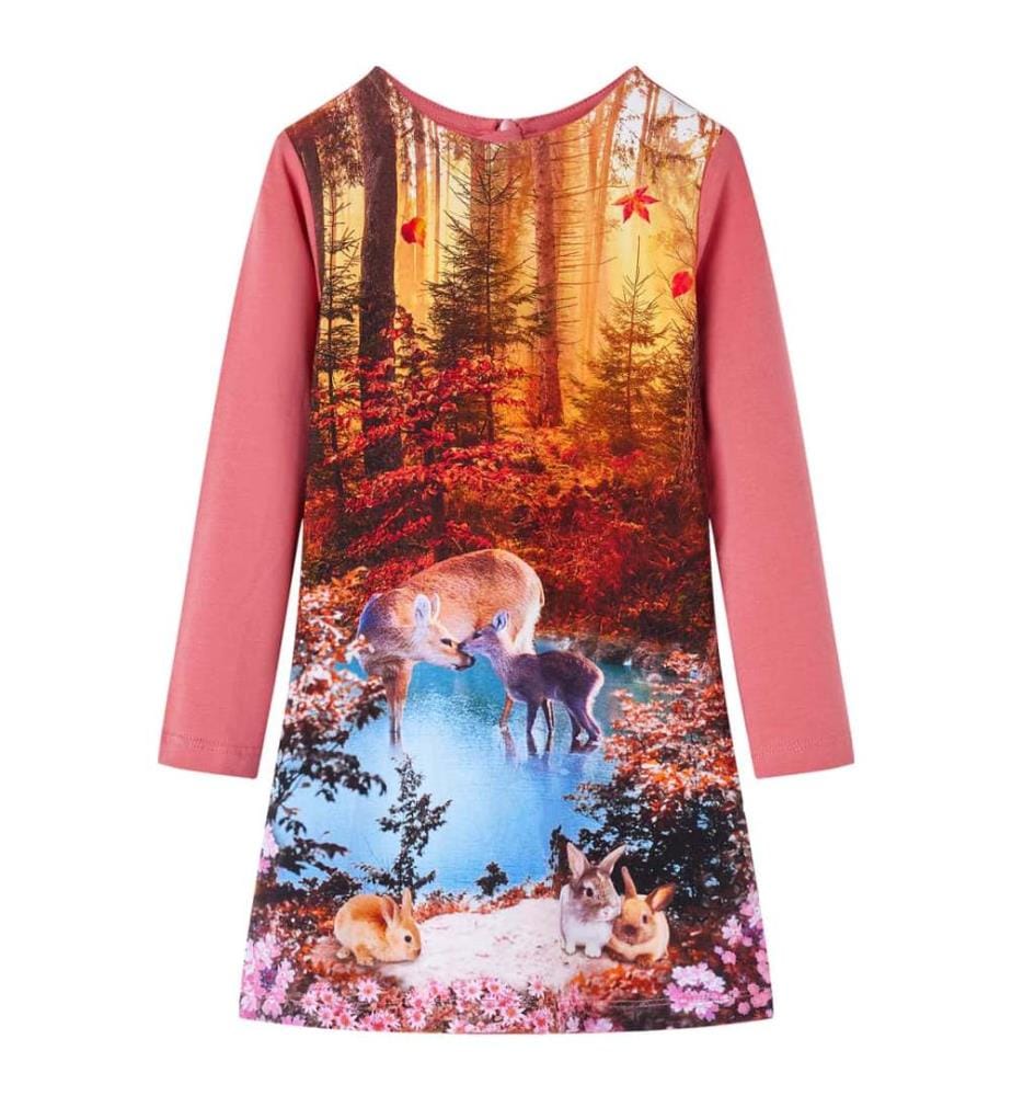 Kinderkleid mit Langen Ärmeln Altrosa 140