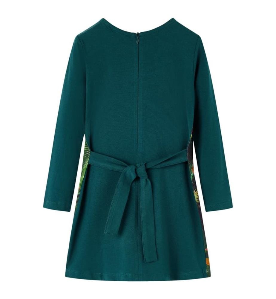 Kinderkleid mit Langen Ärmeln Dunkelgrün 128