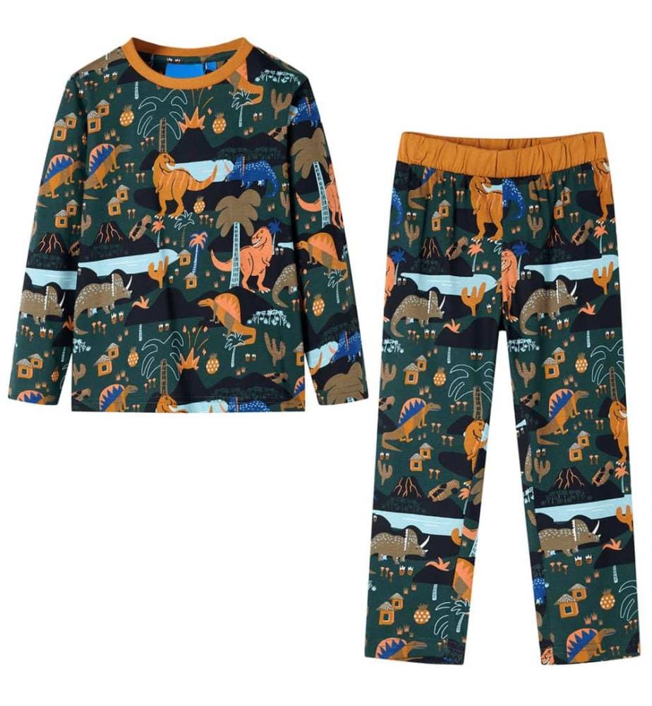 Kinderpyjama mit Langen Ärmeln Dunkelgrün 116