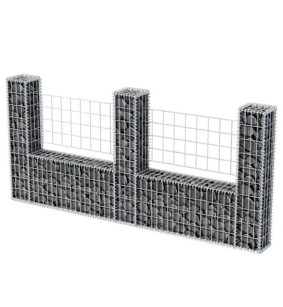 Panier de gabion en forme de U Acier galvanisé 240x20x100 cm