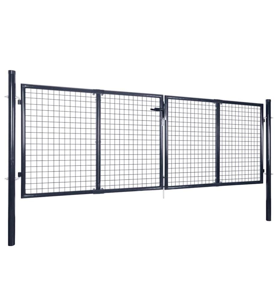 Maschen-Gartentor verzinkter Stahl 300 x 100 cm Grau