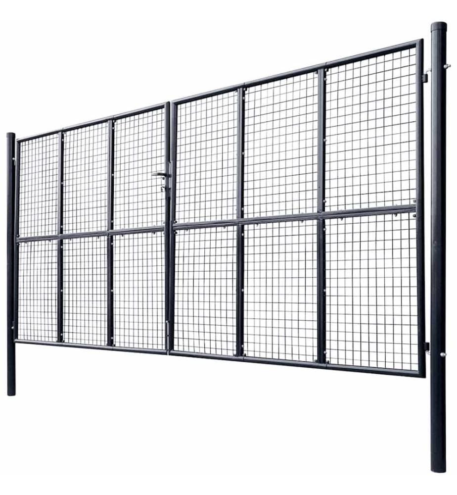 Maschen-Gartentor verzinkter Stahl 400 x 200 cm Grau