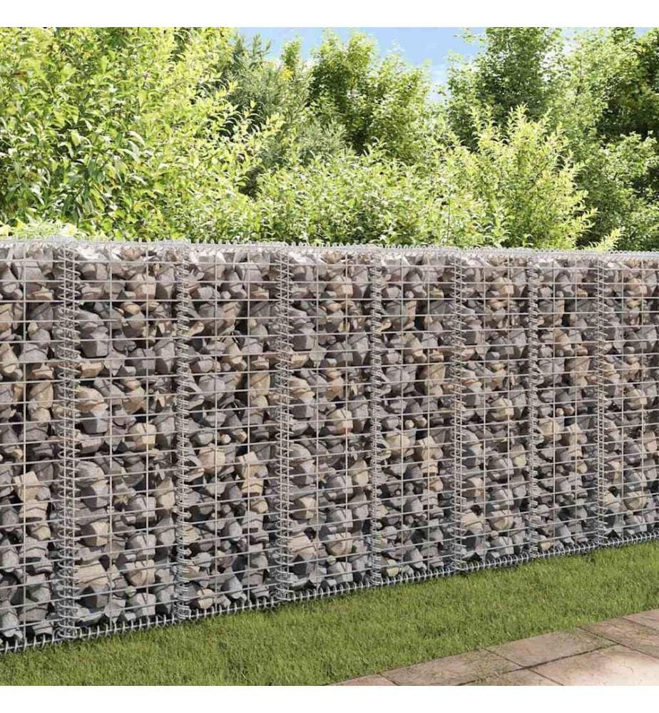 Mur à gabion avec couvercles Acier galvanisé 20x20x100 cm