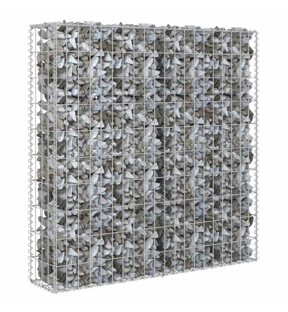 Mur à gabion avec couvercles Acier galvanisé 80x20x100 cm