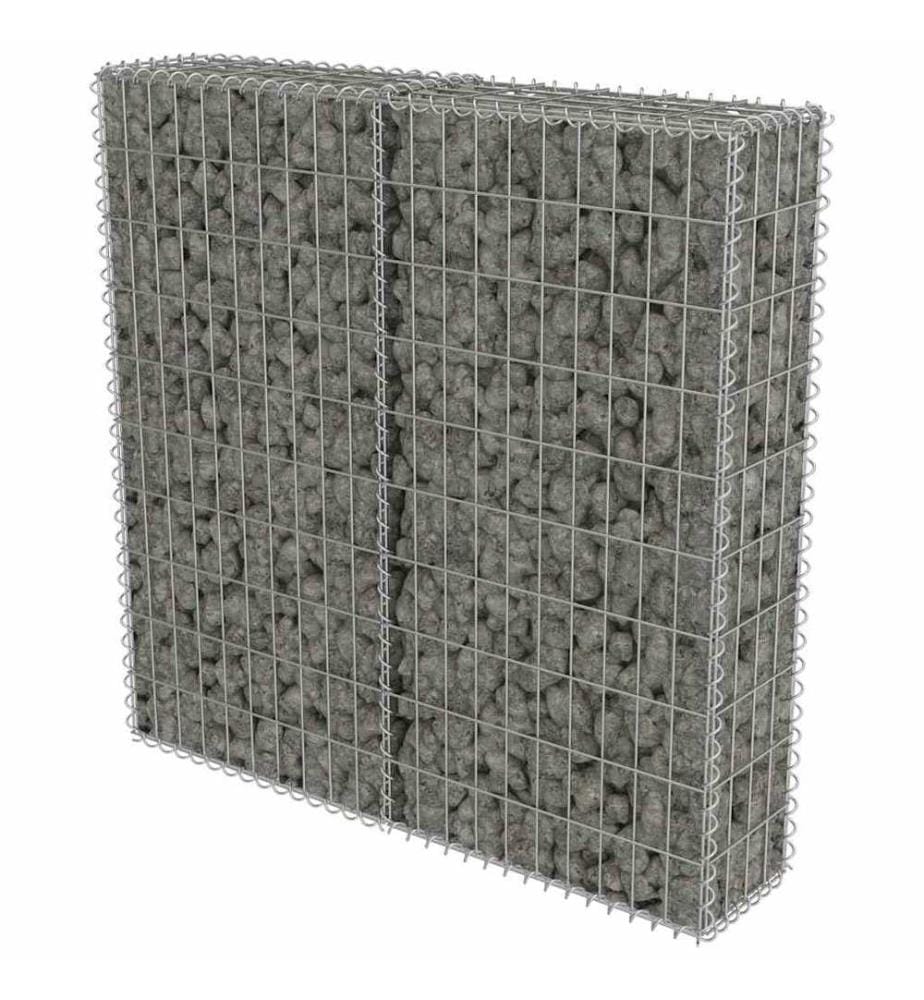 Mur à gabion avec couvercles Acier galvanisé 100x20x100 cm