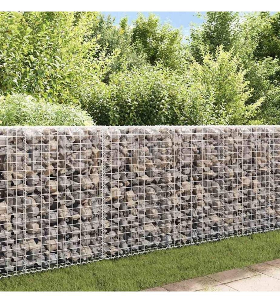Mur à gabion avec couvercles Acier galvanisé 200 x 20 x 85 cm