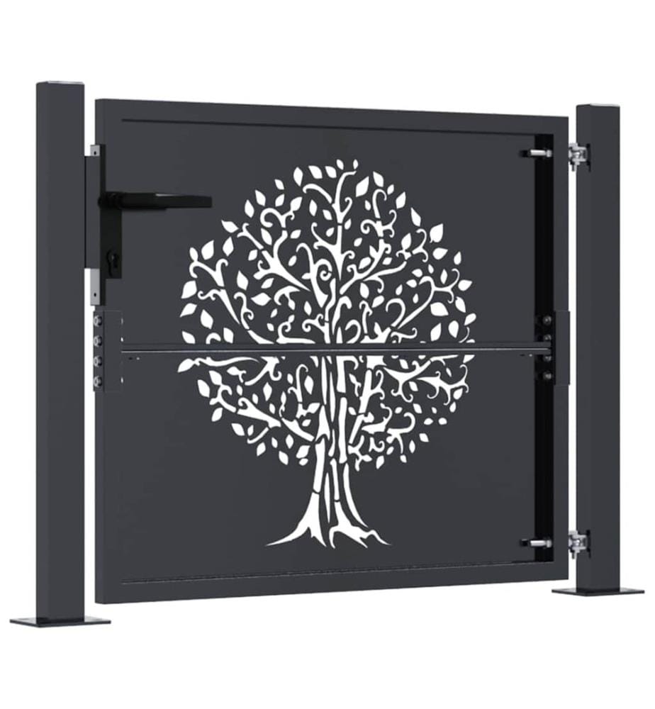 Gartentor Anthrazit 100x100 cm Stahl Baum-Design